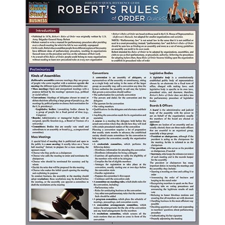 Barcharts BarCharts 9781423216674 Roberts Rules Of Order Quickstudy Easel 9781423216674